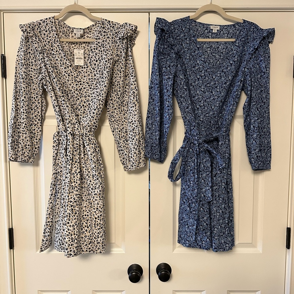 J. Crew Factory Long Sleeve Dresses - Leopard and Blue Floral